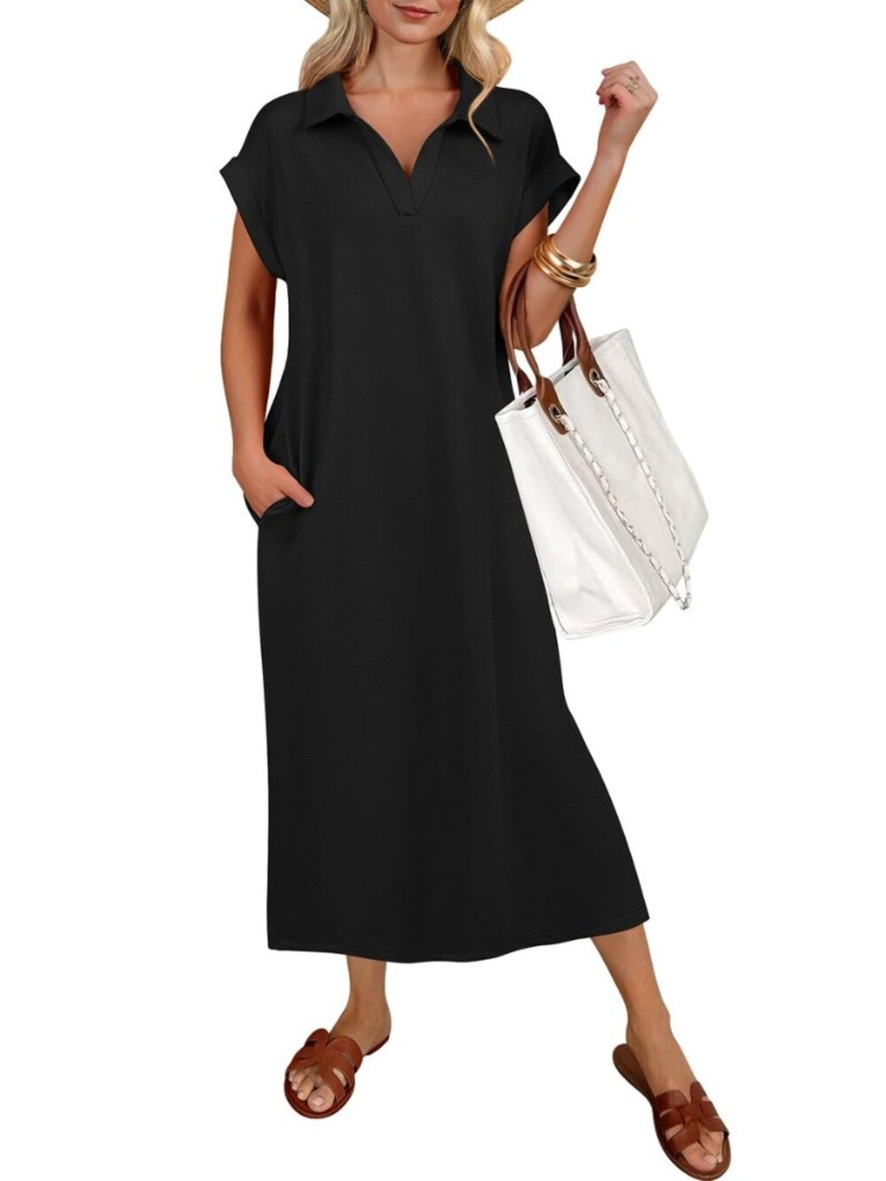 Womens Summer Casual Polo V Neck Dresses
